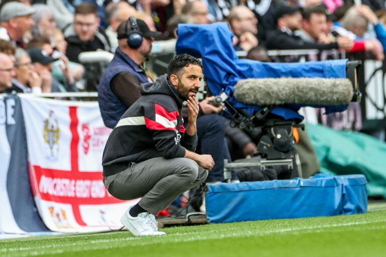 Ruben Amorim of Manchester United reacts during the Premier League match Newcastle United vs Manchester United at St. James&#039;s Park, Newcastle, United Kingdom, 13th April 2025

(Photo by Mark Cosgrove/News Images) in Newcastle, United Kingdom on 4/13/2025. (Photo by Mark Cosgrove/News Images/Sipa USA)
2025.04.13 Newcastle
pilka nozna liga angielska
Newcastle United - Manchester United
Foto News Images/SIPA USA/PressFocus

!!! POLAND ONLY !!!