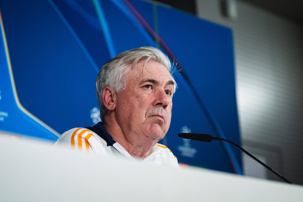 Real Madrid CF Training Session And press conference, PK, Pressekonferenz - UEFA Champions League 2024/25 Quarter Final Second Leg Carlo Ancelotti, head coach of Real Madrid CF, speaks during the Press Conference ahead of their UEFA Champions League 2024/25 quarter final second leg match at Ciudad Real Madrid on April 15, 2025 in Madrid, Spain. Valdebebas Ciudad Real Madrid Madrid Spain Copyright: xAlbertoxGardinx AGardin_20250415_Football_Champions_Real_PC_0271
2025.04.15 Madryt
pilka nozna , Liga Mistrzow
Trening i konferencja prasowa Realu Madryt
Foto IMAGO/PressFocus

!!! POLAND ONLY !!!