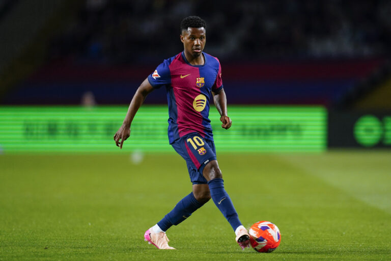 Ansu Fati of FC Barcelona during the La Liga EA Sports match between FC Barcelona and RCD Mallorca played at Lluis Companys Stadium on 22 April 2025 in Barcelona, Spain. (Photo by Sergio Ruiz / Imago)  (Photo by pressinphoto/Sipa USA)
2025.04.22 Barcelona
pilka nozna liga hiszpanska
FC Barcelona - RCD Mallorca
Foto PRESSINPHOTO/SIPA USA/PressFocus

!!! POLAND ONLY !!!