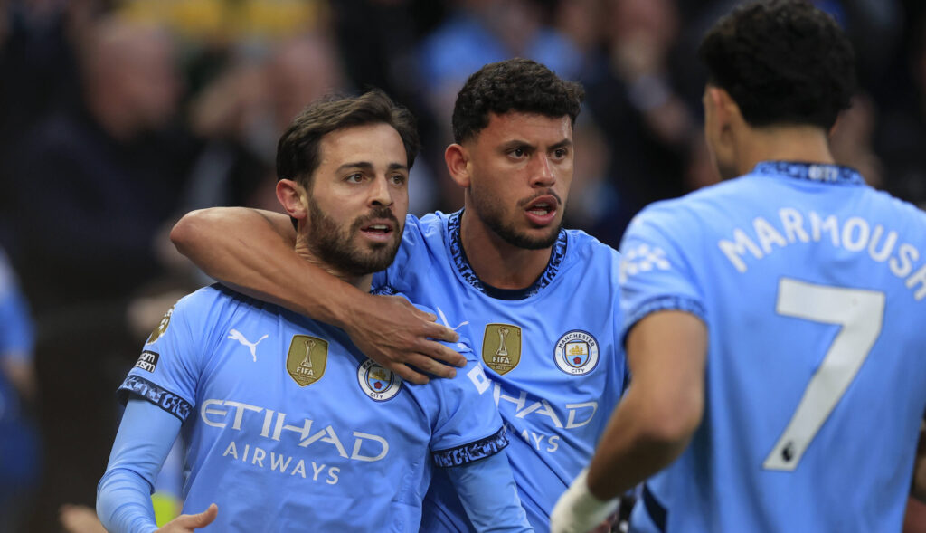 Manchester City v Aston Villa Premier League 22/04/2025. Bernardo Silva 20 of Manchester City celebrates scoring to make it 1-0 during the Premier League match between Manchester City and Aston Villa at the Etihad Stadium, Manchester, England on 22 April 2025. Manchester Etihad Stadium Manchester England Editorial use only DataCo restrictions apply See www.football-dataco.com , Copyright: xConorxMolloyx PSI-21912-0027
2025.04.22 Manchester
pilka nozna , liga angielska
Manchester City - Aston Villa
Foto IMAGO/PressFocus

!!! POLAND ONLY !!!