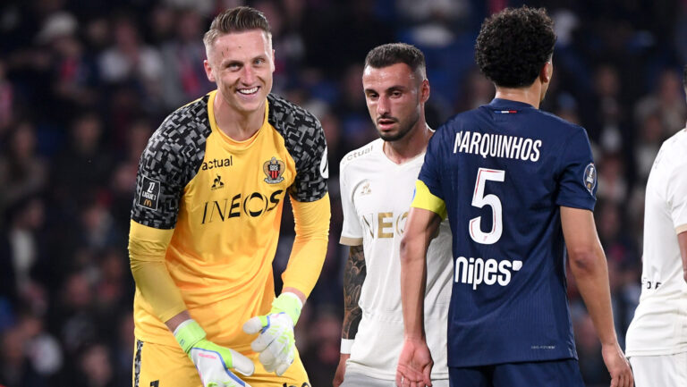 92 Jonathan CLAUSS (ogcn) - 01 Marcin BULKA (ogcn) during the Ligue 1 MCDonald&#039;s match between Paris and Nice on April 25, 2025 at Parc des Princes in Paris, France. (Photo by Philippe Lecoeur/FEP/Icon Sport/Sipa USA)
2025.04.25 Paryz
pilka nozna liga francuska
PSG - OGC Nice
Foto Icon Sport/SIPA USA/PressFocus

!!! POLAND ONLY !!!