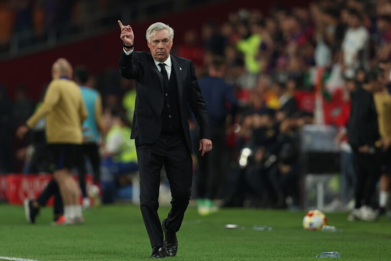 Real Madrid head coach Carlo Ancelotti during the Copa del Rey match, Final, between FC Barcelona and Real Madrid CF played at La Cartuja Stadium on April 26, 2025 in Sevilla, Spain. (Photo by Antonio Pozo / Pressinphoto)
2025.04.26 Sewilla
pilka nozna puchar krola
FC Barcelona - Real Madryt
Foto pressinphoto/SIPA USA/PressFocus

!!! POLAND ONLY !!!