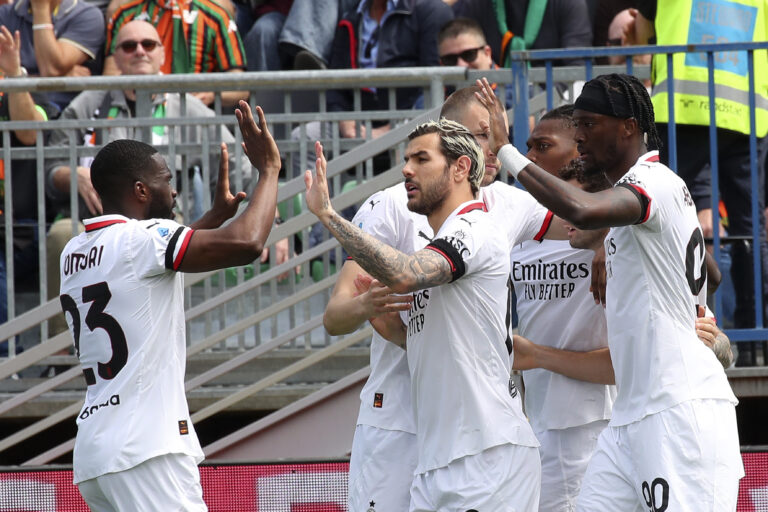 AC Milan&#039;s Christian Pulisic celebration goal 0-1  In action during the  Serie A enilive soccer match between Venezia and A.C Milan  at the  Pier Luigi Penzo Stadium, north Est Italy -Sunday , April 27, 2025. Sport - Soccer (Photo by Paola Garbuio /Lapresse)

 (Photo by Paola Garbuio/Lapresse/Sipa USA)
2025.04.27 Wenecja
pilka nozna liga wloska
Venezia FC - AC Milan
Foto LaPresse/SIPA USA/PressFocus

!!! POLAND ONLY !!!