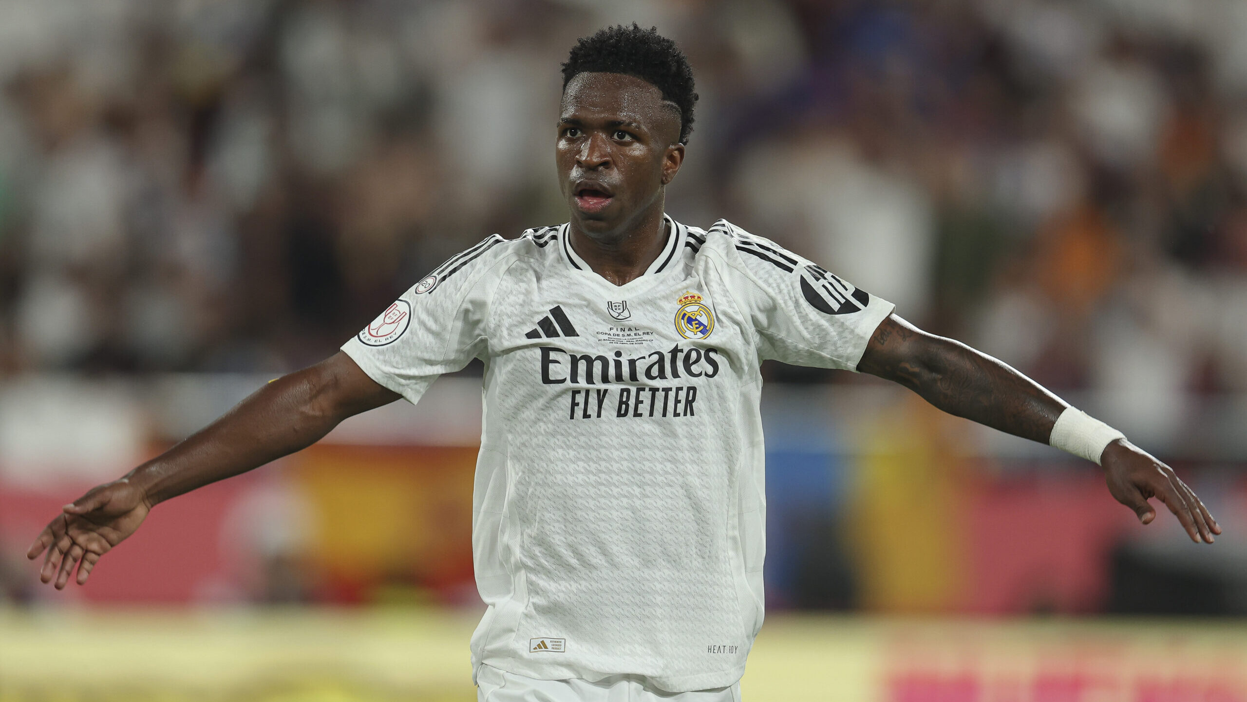 Vinicius Junior of Real Madrid  during the Copa del Rey match, Final, between FC Barcelona and Real Madrid CF played at La Cartuja Stadium on April 26, 2025 in Sevilla, Spain. (Photo by Antonio Pozo / Pressinphoto)


2025.04.27 Sewilla
pilka nozna puchar krola 
FC Barcelona - Real Madryt 
Foto pressinphoto/SIPA USA/PressFocus

!!! POLAND ONLY !!!