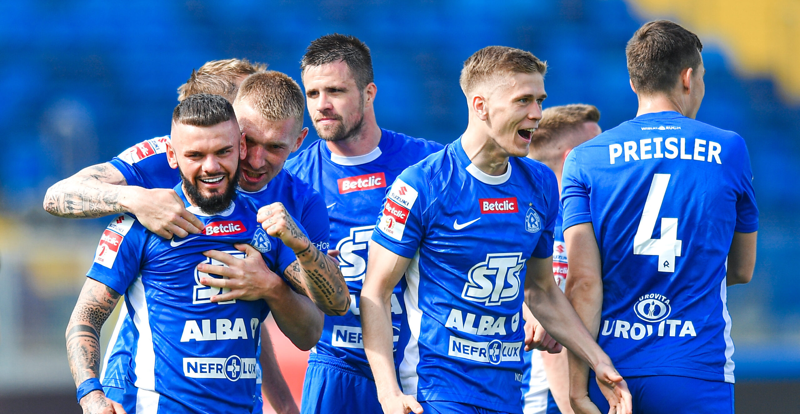 2025.04.27 Chorzow
Pilka nozna Pierwsza Liga Betclic 1 Liga Sezon 2024/2025
Ruch Chorzow - Stal Rzeszow
N/z Milosz Kozak, Szymon Szymanski, Soma Novothny, Jehor Cykalo, Dominik Preisler, radosc, radosc po golu, radosc po bramce
Foto Marcin Bulanda / PressFocus

2025.04.27 Chorzow
Football Polish Betclic First I League Season 2024/2025
Ruch Chorzow - Stal Rzeszow
Milosz Kozak, Szymon Szymanski, Soma Novothny, Jehor Cykalo, Dominik Preisler, radosc, radosc po golu, radosc po bramce
Credit: Marcin Bulanda / PressFocus