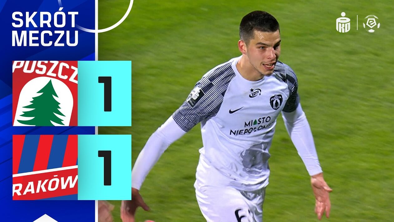 SKRÓT MECZU: Puszcza Niepołomice 1:1 Raków Częstochowa