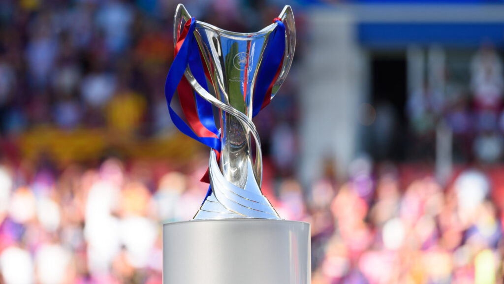 03.06.2023, Eindhoven, PSV Stadion, UEFA Women&#039;s Champions League: Barcelona - Wofsburg, the Champions League trophy on display after the match. (Photo by Sven Beyrich/Just Pictures/Sipa USA)
2023.06.03 
pilka nozna kobiet liga mistrzyn
FC Barcelona - Wofsburg
Foto Just Pictures/SIPA USA/PressFocus

!!! POLAND ONLY !!!