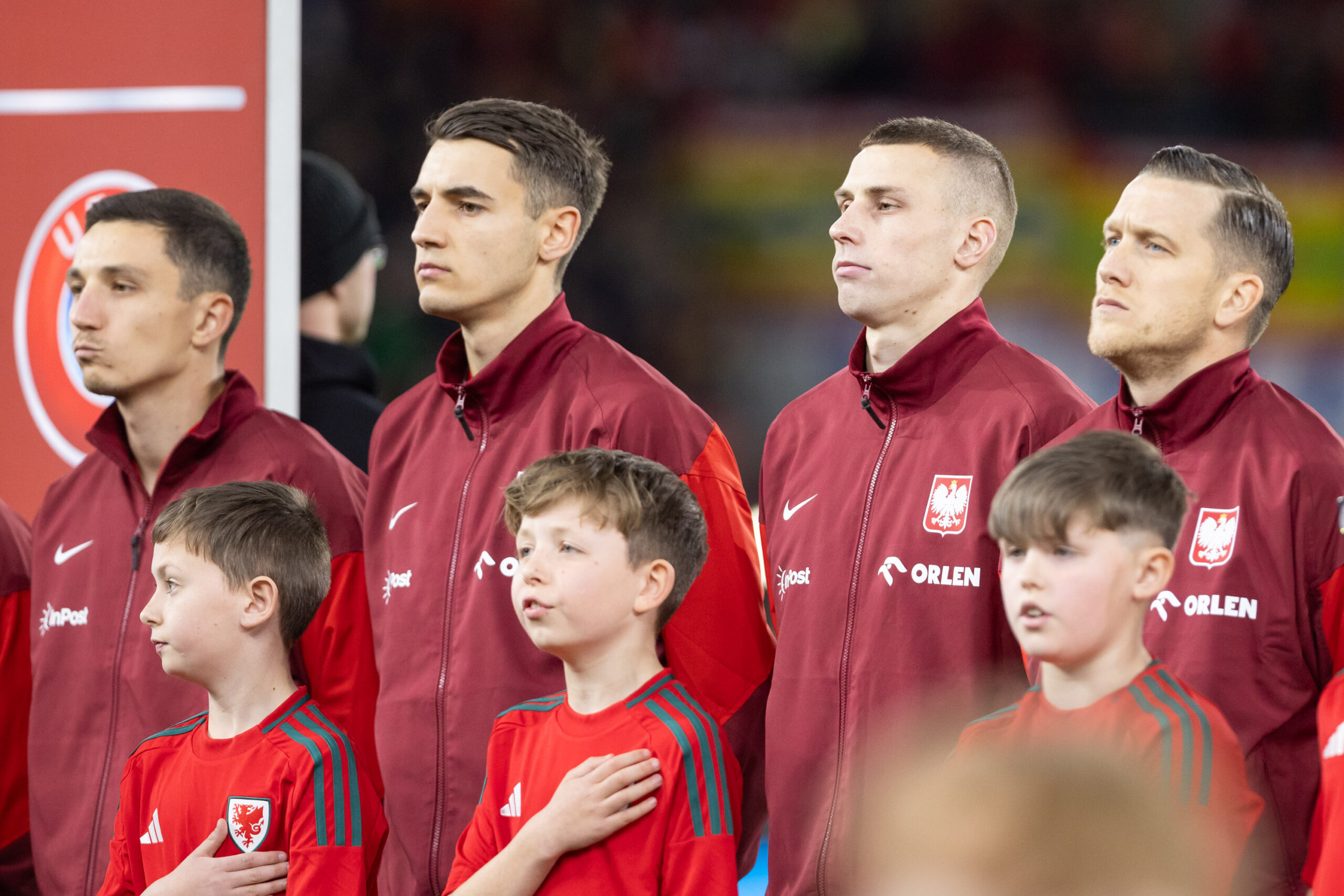 2024.03.26 Cardiff
Pilka nozna
Kwalifikacje UEFA EURO 2024
Walia - Polska
N/z Bartosz Slisz, Jakub Kawior, Jakub Piotrowski, Piotr Zielinski
Foto Marcin Karczewski / PressFocus
2024.03.26 Cardiff
Football
UEFA EURO 2024 European Qualifiers
Press conference before game Wales - Poland
Bartosz Slisz, Jakub Kawior, Jakub Piotrowski, Piotr Zielinski
Credit: Marcin Karczewski / PressFocus