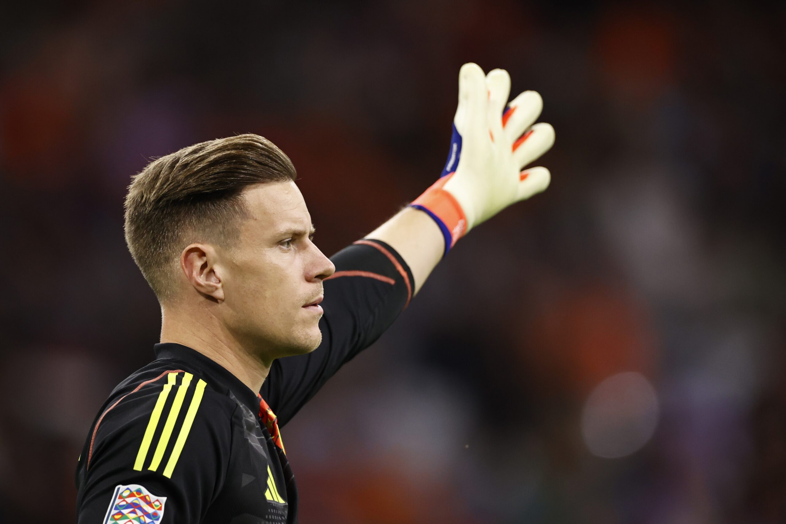 9/10/2024 - AMSTERDAM - Germany goalkeeper Marc-Andre ter Stegen during the UEFA Nations League match between the Netherlands and Germany at the Johan Cruyff ArenA on Sept. 10, 2024 in Amsterdam, Netherlands. ANP MAURICE VAN STEEN /ANP/Sipa USA
2024.09.10 Amsterdam
pilka nozna Liga Narodow
Holandia - Niemcy
Foto ANP/SIPA USA/PressFocus
!!! POLAND ONLY !!!