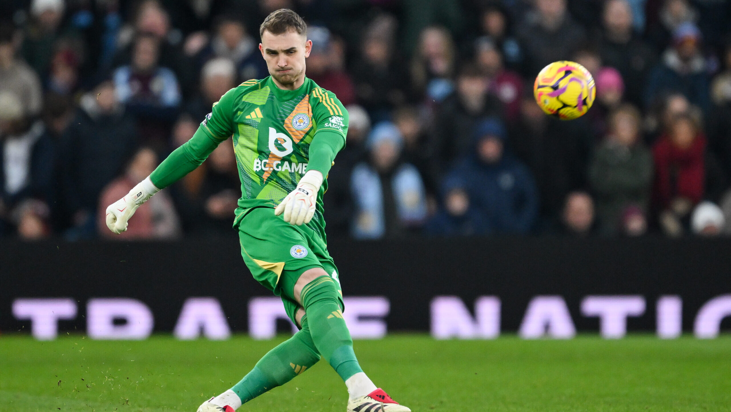 Jakub Stolarczyk of Leicester City clears up field during the Premier League match Aston Villa vs Leicester City at Villa Park, Birmingham, United Kingdom, 4th January 2025

(Photo by Craig Thomas/News Images) in ,  on 1/4/2025. (Photo by Craig Thomas/News Images/Sipa USA)
2025.01.04 
pilka nozna liga angielska
Aston Villa - Leicester City
Foto Craig Thomas/News Images/SIPA USA/PressFocus

!!! POLAND ONLY !!!