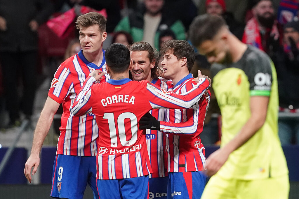 Atletico de Madrid&#039;s Angel Correa, Alexander Sorloth, Antoine Griezmannn and Rodrigo Riquelme celebrate goal during La Liga match. February 1,2025. (Photo by Acero/Alter Photos/Sipa USA)
2025.02.01 Madryt
pilka nozna liga hiszpanska
Atletico Madryt - RCD Mallorca
Foto Acero/Alter Photos/SIPA USA/PressFocus

!!! POLAND ONLY !!!
