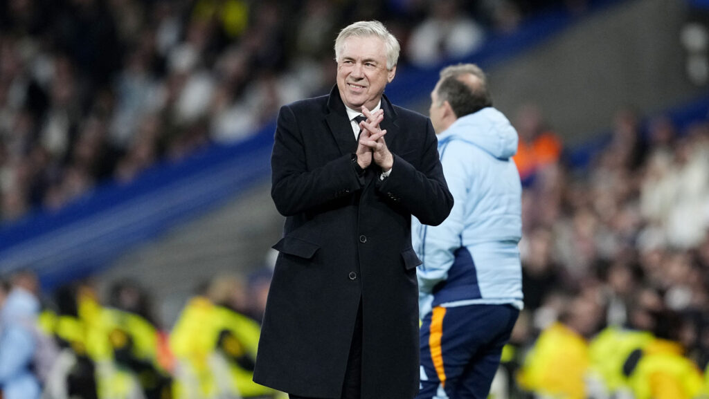 Carlo Ancelotti, head coach of Real Madrid, protests against a penalty during the Spanish championship La Liga football match between Real Madrid and Atletico de Madrid on February 8, 2025 at Santiago Bernabeu stadium in Madrid, Spain (Photo by /Sipa USA)
2025.02.08 -
pilka nozna liga hiszpanska
Real Madryt - Atletico Madryt
Foto IPA/SIPA USA/PressFocus

!!! POLAND ONLY !!!