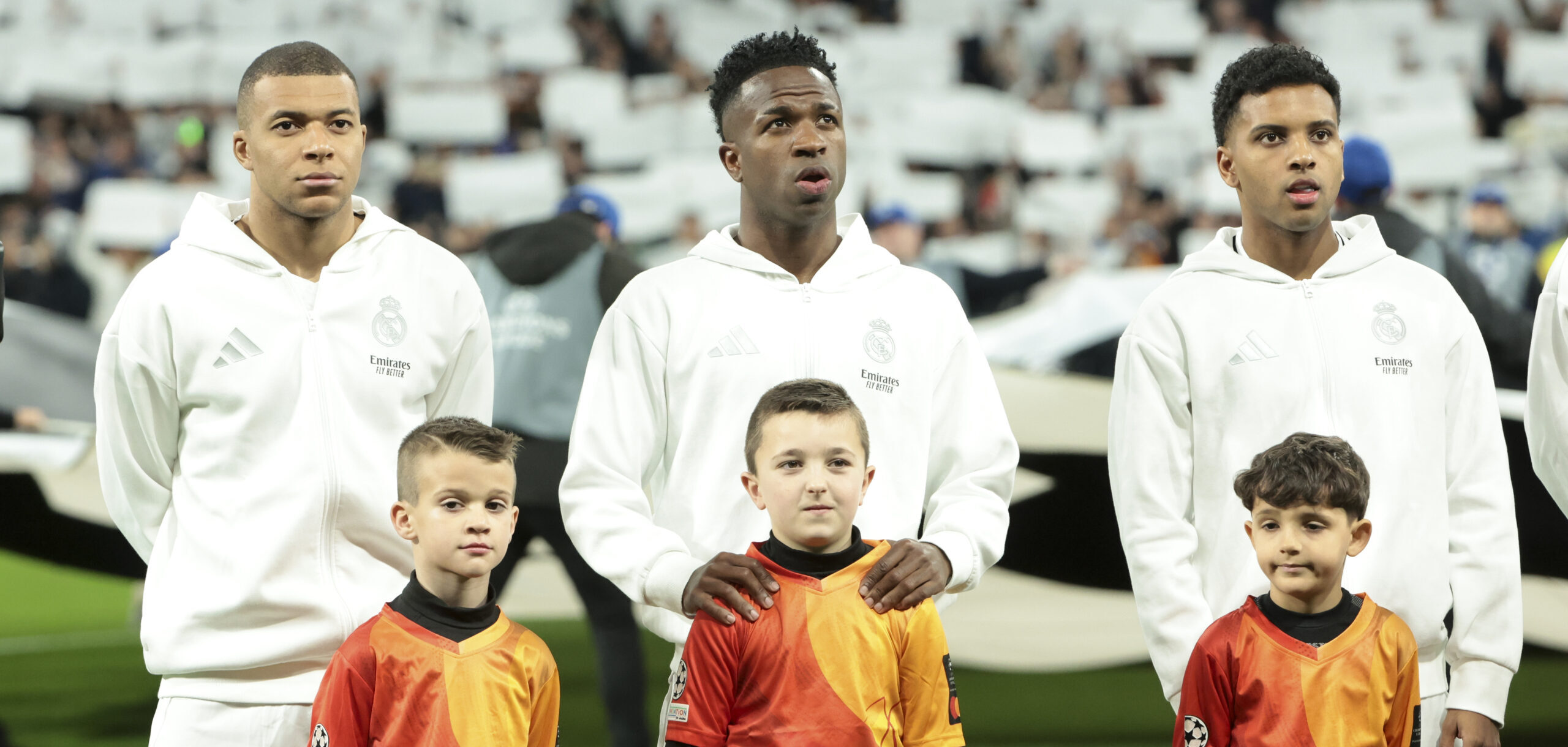 Kylian Mbappe, Vinicius Jr, Rodrygo of Real Madrid pose before the UEFA Champions League, Round of 16, 1st leg football match between Real Madrid and Atletico de Madrid on March 4, 2025 at Santiago Bernabeu stadium in Madrid, Spain (Photo by /Sipa USA)
2025.03.04 Madryt
pilka nozna liga mistrzow
Real Madryt - Atletico Madryt
Foto IPA/SIPA USA/PressFocus

!!! POLAND ONLY !!!