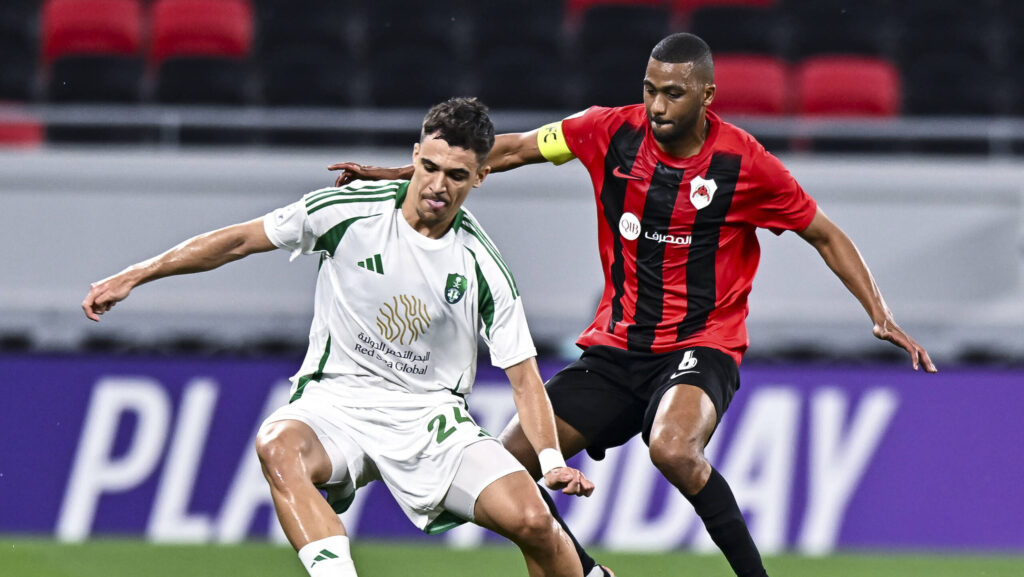 AFC CHAMPIONS LEAGUE ELITE, AL RAYYAN SC QTR v AL AHLI SFC KSA Abdel Aziz Hatim R of Al Rayyan SC and Gabri Veiga of Al Ahli SFC in action during the AFC Champions League football match Round of 16 between Qatar s Al Rayyan SC and Saudi Arabia s Al Ahli SFC at Ahmad Bin Ali Stadium in Al Rayyan, Qatar, on March 4, 2025. DOHA Qatar Copyright: xNAUSHADx
2025.03.05 Al Rayyan
pilka nozna , azjatycka liga mistrzow
Al Rayyan SC - Al Ahli SFC
Foto IMAGO/PressFocus

!!! POLAND ONLY !!!