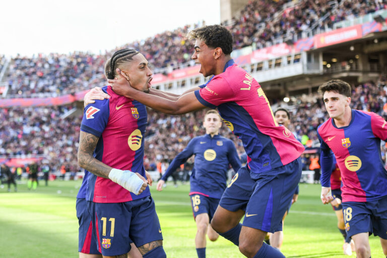 FC Barcelona, Barca v REAL CELTA OLIMPIC STADIUM LLUIS COMPANYS. MONTJUIC,BARCELONA. April 19, 2025 FC BARCELONA vs REAL CELTA April 19 ,2025 Raphina 11 of FC Barcelona celebrates scoring his team s fourth goal with Lamine Yamal 19 of FC Barcelona during the match between FC Barcelona and Real Celta corresponding to the thirty two day of La Liga EA Sports at at Olimpic Stadium Lluis Companys of Montjuic in Barcelona, Spain. Barcelona ESP Copyright: xS.xRosx
2025.04.19 Barcelona
pilka nozna , liga hiszpanska
FC Barcelona - Celta Vigo
Foto IMAGO/PressFocus
!!! POLAND ONLY !!!