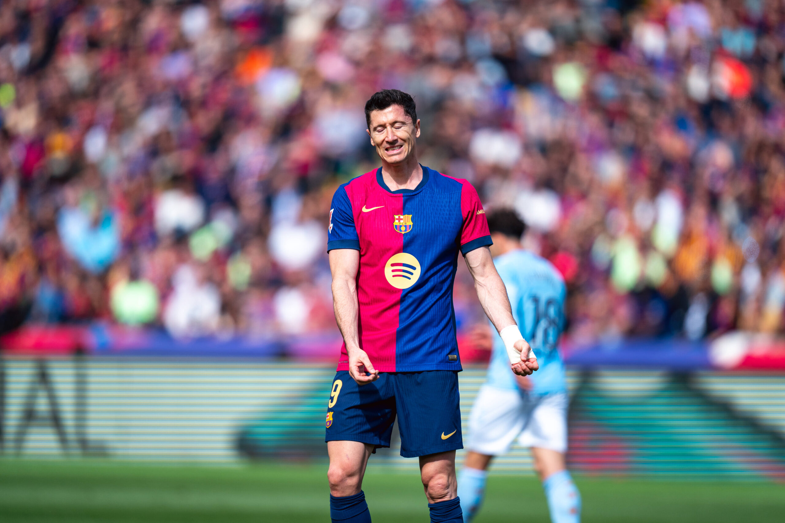 Spanish LaLiga EA Sports: FC Barcelona, Barca v RC Celta in Barcelona, Spain. Barcelona, Spain, 19, April, 2025. Spanish LaLiga EA Sports: FC Barcelona v RC Celta. 9 Robert Lewandowski reacts after scoring chance. Barcelona Olympic Stadium Lluis Companys Barcelona Spain
2025.04.19 Barcelona
pilka nozna , liga hiszpanska
FC Barcelona - Celta Vigo
Foto IMAGO/PressFocus

!!! POLAND ONLY !!!