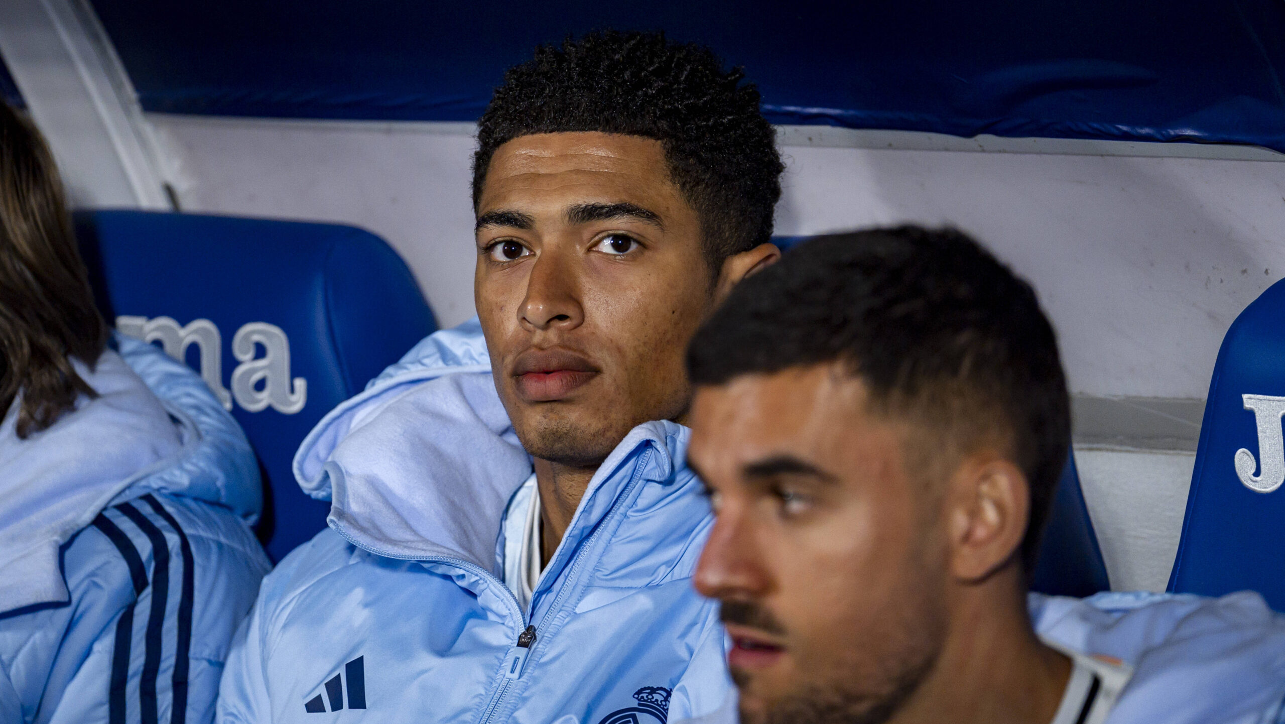 Getafe CF vs Real Madrid CF - La Liga EA Sports 2024/25 Jude Bellingham of Real Madrid CF sits on the bench during the La Liga EA Sports 2024/25 football match between Getafe CF and Real Madrid CF at Estadio Coliseum on April 23, 2025 in Getafe, Spain. Madrid Estadio Coliseum Madrid Spain Copyright: xAlbertoxGardinx AGardin_Foot_Liga_Geta_Rea_Mad_0014
2025.04.23 Madryt
pilka nozna , liga hiszpanska
Getafe CF - Real Madryt
Foto IMAGO/PressFocus

!!! POLAND ONLY !!!