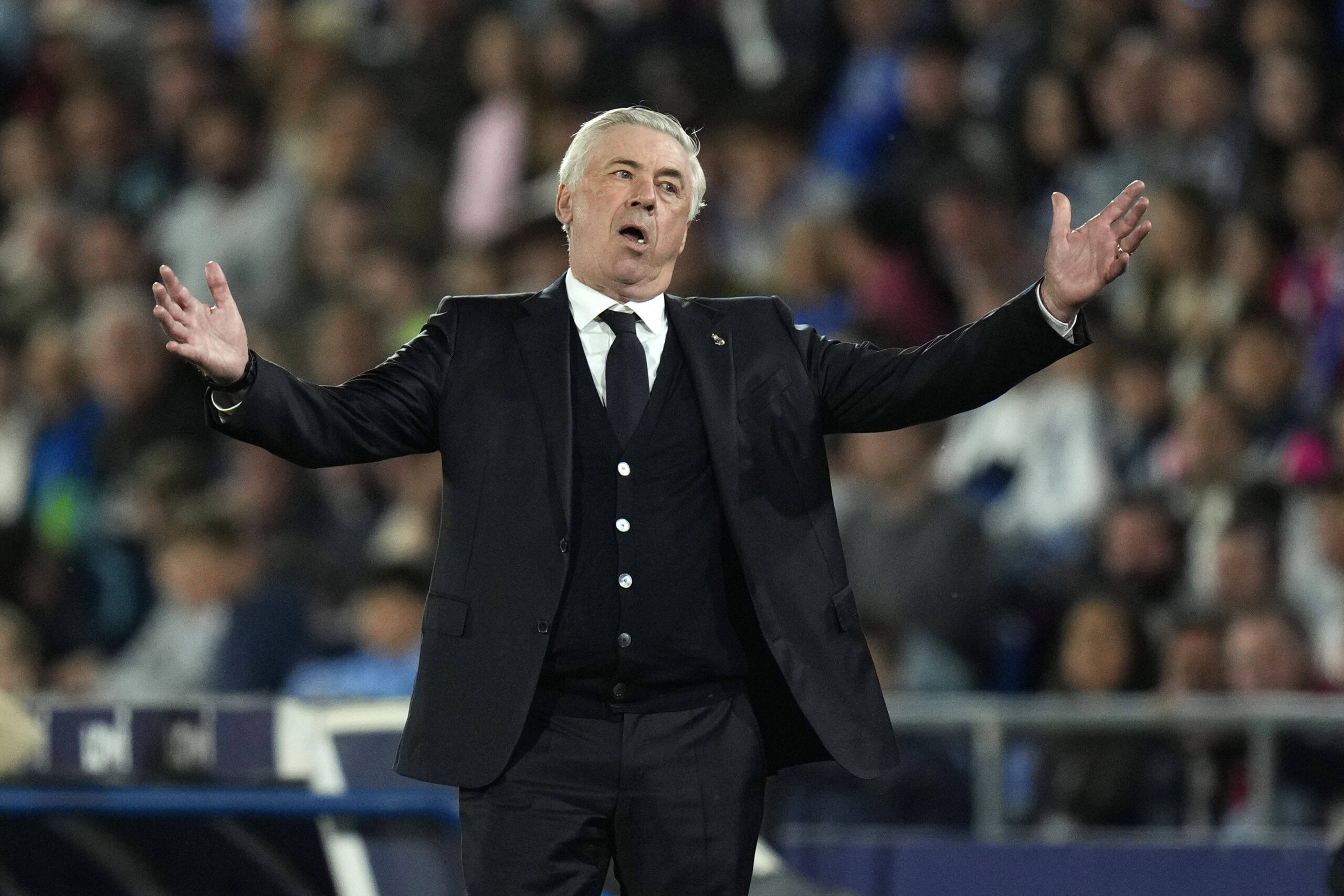 Cc Getafe 23/04/2025 - Liga / Getafe-Real Madrid / foto Cesar Cebolla/Image nella foto: Carlo Ancelotti PUBLICATIONxNOTxINxITA
2025.04.23 Madryt
pilka nozna , liga hiszpanska
Getafe CF - Real Madryt
Foto IMAGO/PressFocus
!!! POLAND ONLY !!!