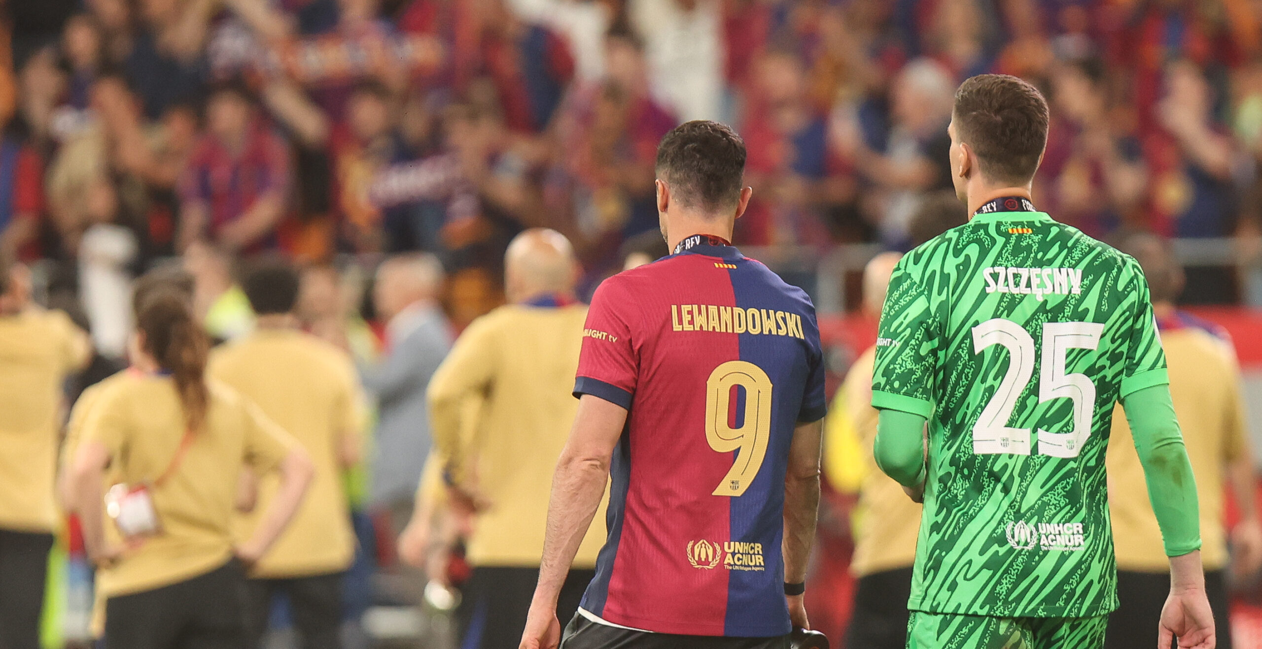 2025.04.26 Estadio La Cartuja Sevilla
pilka nozna Copa del Rey Puchar Krola Hiszpanii final 2025
FC Barcelona - Real Madryt CF
N/z Barcelona medal puchar dekoracja Robert Lewandowski Wojciech Szczesny
Foto Szymon Gorski / PressFocus
2025.04.26 Estadio La Cartuja Sevilla
Football Spanish Cup Copa del Rey final 2025
FC Barcelona - Real Madryt CF
Barcelona medal puchar dekoracja Robert Lewandowski Wojciech Szczesny
Credit: Szymon Gorski / PressFocus