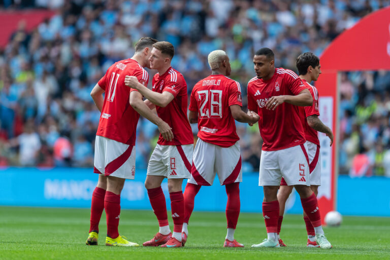 Nottingham Forest players before the FA Cup Semi Final match between Nottingham Forest and Manchester City at Wembley Stadium, London, England on 27 April 2025. Copyright: xGrantxWinterx 43090049
2025.04.27 Londyn
pilka nozna , Puchar Anglii
Nottingham Forest - Manchester City
Foto IMAGO/PressFocus

!!! POLAND ONLY !!!