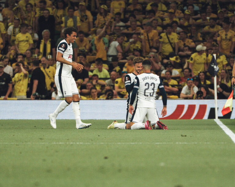 Tottenham Hotspur vs Bodo Glimt, UEFA Europa League Semi-Final 1st Leg, Tottenham Hotspur Stadium, 01-05-25 Tottenham Hotspur vs Bodo Glimt, UEFA Europa League Semi-Final 1st Leg, Tottenham Hotspur Stadium, 01-05-25 James Maddison celebrating goal with Pedro Porro and Brennan Johnson Copyright: xPaddyxMckeownx
2025.05.01 Londyn
pilka nozna , Liga Europy
Tottenham Hotspur - FK Bodo Glimt
Foto IMAGO/PressFocus

!!! POLAND ONLY !!!