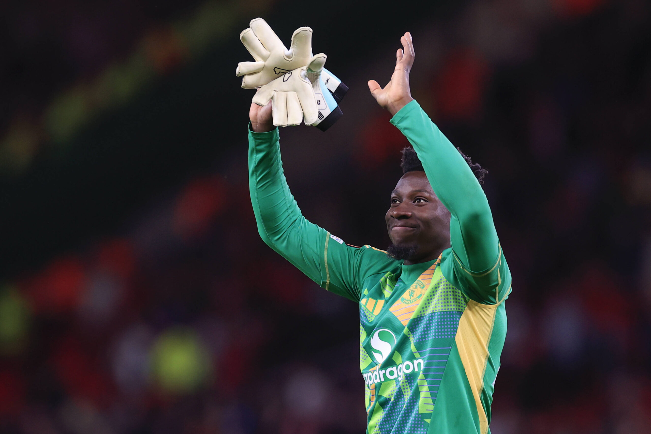Manchester United, ManU v Athletic Bilbao Europa League 08/05/2025. Semi Final Andre Onana 24 of Manchester United celebrates the 4-1 victory at the end of the Europa League semi-final match between Manchester United and Athletic Bilbao at Old Trafford, Manchester, England on 8 May 2025. Manchester Old Trafford Greater Manchester England Editorial use only , Copyright: xConorxMolloyx PSI-22048-0082
2025.05.08 Manchester
pilka nozna , Liga Europy
Manchester United - Athletic Bilbao
Foto IMAGO/PressFocus

!!! POLAND ONLY !!!