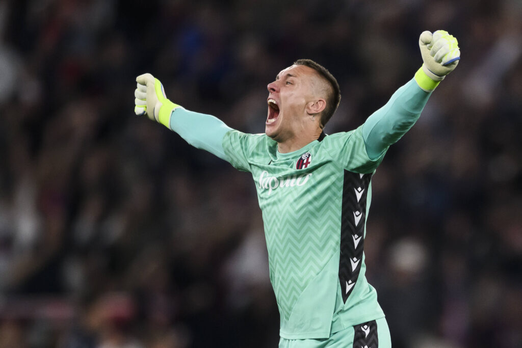 AC Milan v Bologna FC - Serie A Lukasz Skorupski of Bologna FC celebrates during the Coppa Italia final football match between AC Milan and Bologna FC. Rome Italy Copyright: xNicoloxCampox
2025.05.14 Rzym
pilka nozna , Puchar Wloch
AC Milan - Bologna FC
Foto IMAGO/PressFocus

!!! POLAND ONLY !!!