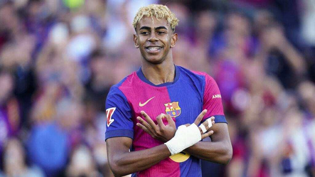 Lamine Yamal of FC Barcelona celebrates the 1-1 during the La Liga EA Sports match between FC Barcelona and Villarreal CF played at Lluis Companys Stadium on 18 May 2025 in Barcelona, Spain. (Photo by Sergio Ruiz / Imago)  (Photo by pressinphoto/Sipa USA)
2025.05.18 Barcelona
pilka nozna liga hiszpanska
FC Barcelona - Villarreal CF
Foto PRESSINPHOTO/SIPA USA/PressFocus

!!! POLAND ONLY !!!