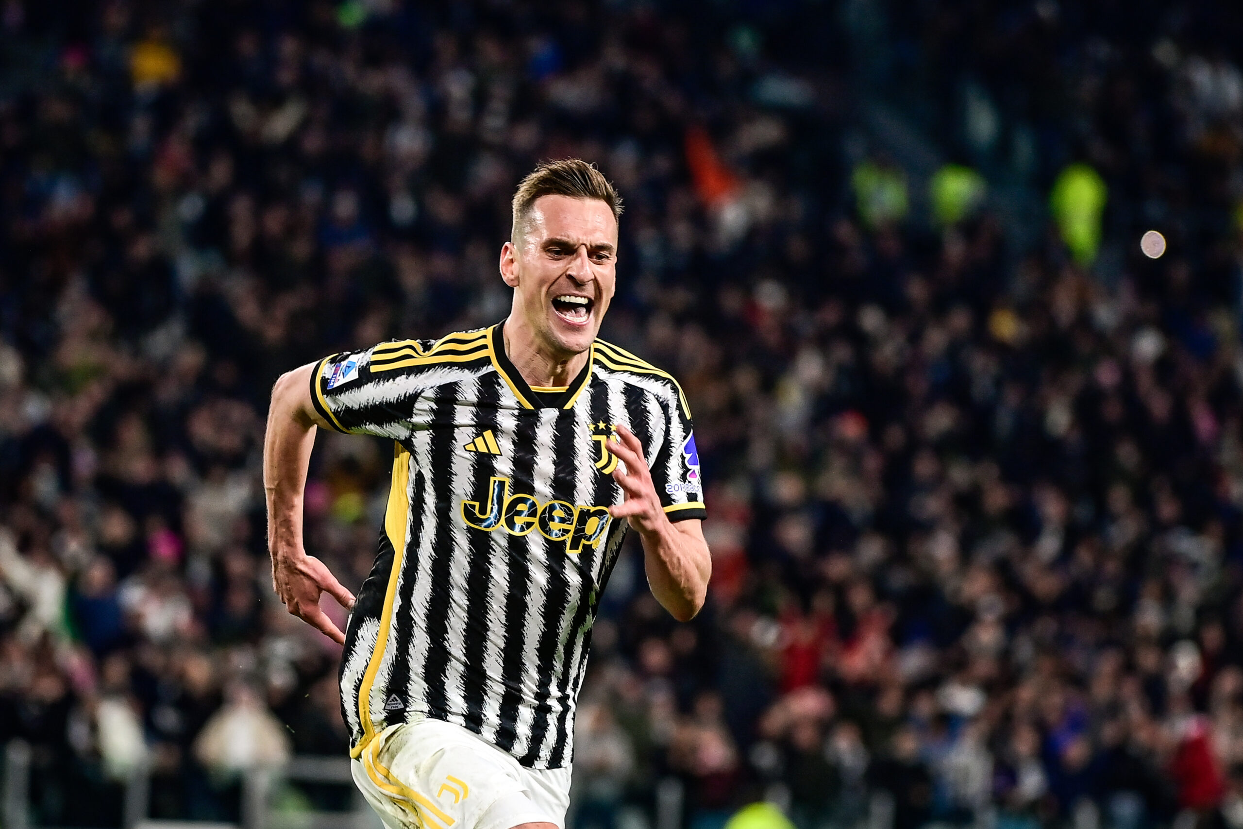 Juventus&#039; Arkadiusz Milik  celebrates after scoring their side&#039;s goal  during the Serie A soccer match between Juventus and Atalanta at the Allianz Stadium in Torino, north west Italy - Sunday, March 10, 2024. Sport - Soccer . (Photo by Marco Alpozzi/Lapresse) (Photo by Marco Alpozzi/LaPresse/Sipa USA)
2024.03.10 Turyn
pilka nozna liga wloska
Juventus Turyn - Atalanta Bergamo
Foto LaPresse/SIPA USA/PressFocus

!!! POLAND ONLY !!!