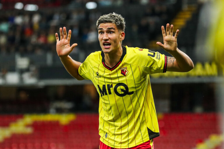 Antonio Tikvic of Watford reacts after a yellow card during the Carabao Cup match Watford vs Plymouth Argyle at Vicarage Road, Watford, United Kingdom, 27th August 2024

(Photo by Izzy Poles/News Images) in Watford, United Kingdom on 8/27/2024. (Photo by Izzy Poles/News Images/Sipa USA)
2024.08.27 Watford
Pilka nozna Puchar Ligi Angielskiej
Watford - Plymouth Argyle
Foto Izzy Poles/News Images/SIPA USA/PressFocus

!!! POLAND ONLY !!!