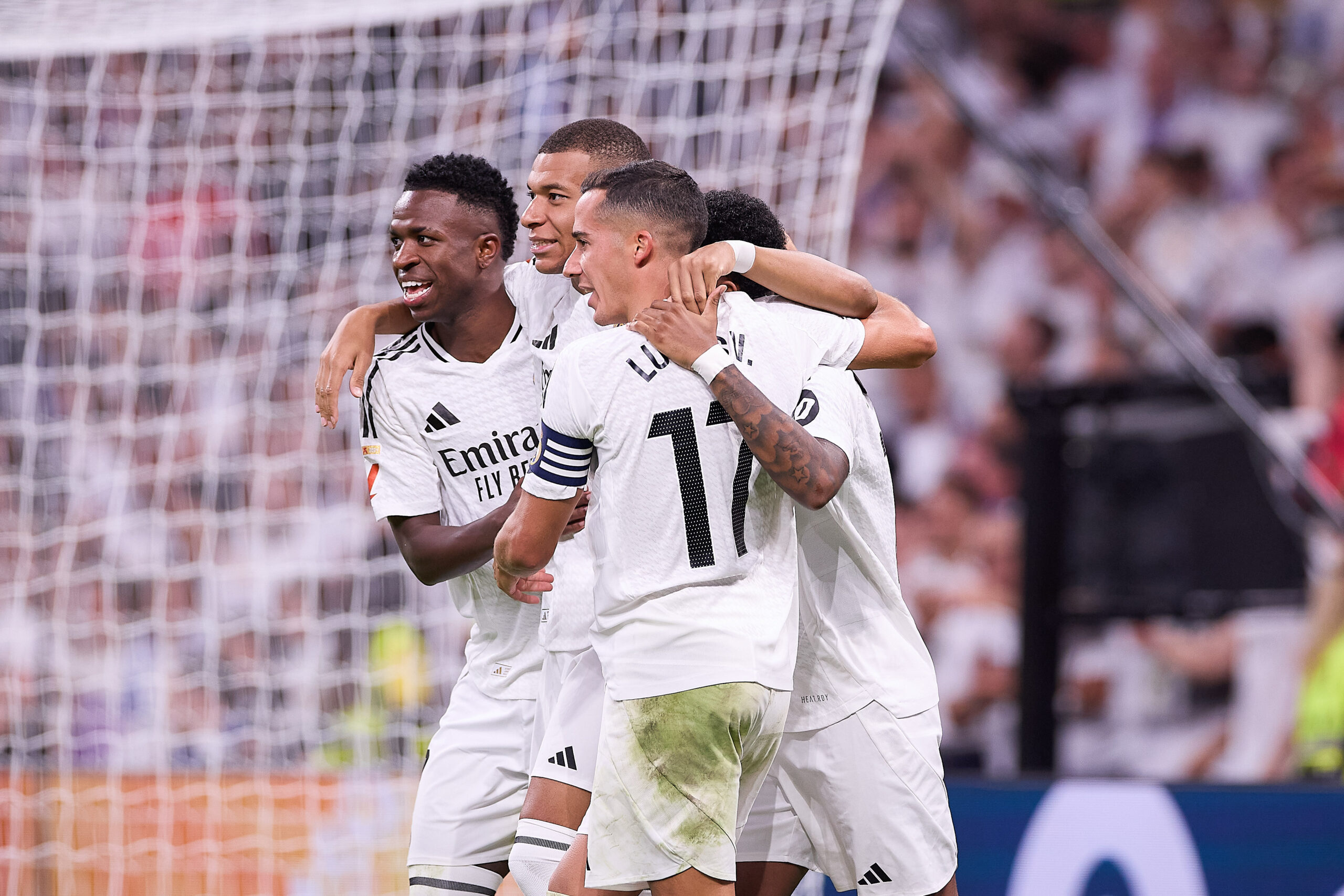 (From L to R) Vinicius Junior, Kylian Mbappe, Rodrygo Goes of Real Madrid CF and Lucas Vazquez of Real Madrid CF celebrate a goal during the 2024/2025 La Liga EA Sports week 7 football match between Real Madrid CF and Deportivo Alaves at Santiago Bernabeu stadium. Final score: Real Madrid CF 3 :2 Deportivo Alaves (Photo by Federico Titone / SOPA Images/Sipa USA)
2024.09.24 Madryt
pilka nozna liga hiszpanska
Real Madryt CF - Deportivo Alaves
Foto SOPA Images/SIPA USA/PressFocus
!!! POLAND ONLY !!!