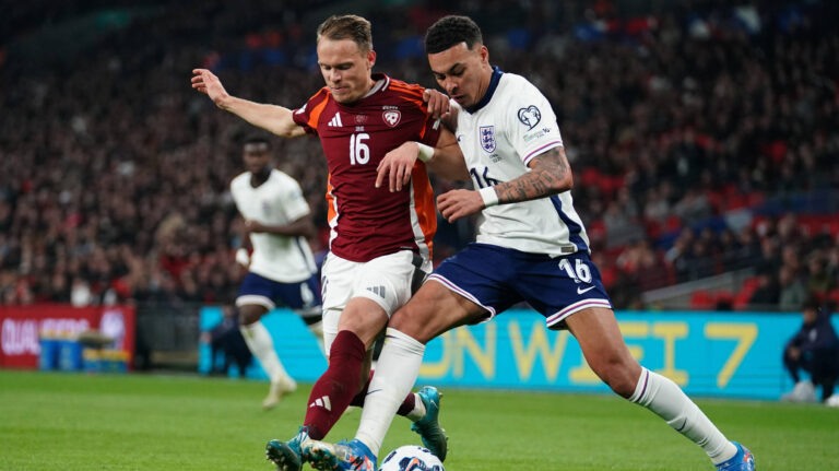 Morgan Rogers of England and Alvis Jaunzems of Latvia during the International World Cup Qualifier match between England and Latvia at Wembley Stadium, London, England on 24 March 2025. PUBLICATIONxNOTxINxUK Copyright: xCharliexCarterx PMI-6778-0010
2025.03.24 Londyn
pilka nozna eliminacje , kwalifikacje do Mistrzostw Swiata 2026
Anglia - Lotwa
Foto IMAGO/PressFocus

!!! POLAND ONLY !!!