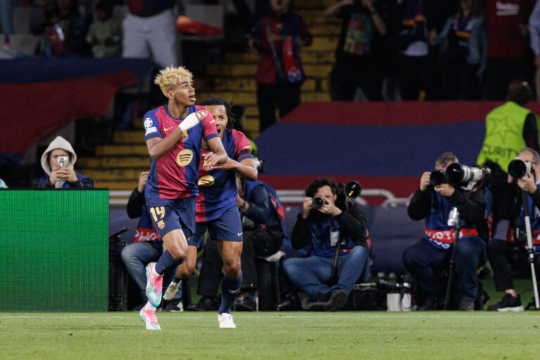 Lamine Yamal seen celebrating after scoring goal during UEFA Champions League game between teams of FC Barcelona, Barca and Internazionale Milano Maciej Rogowski Barcelona Estadi Olimpic Lluis Companys Spain Copyright: xMaciejxRogowskix fcbvsinter2425-13
2025.04.30 Barcelona
pilka nozna , liga mistrzow
FC Barcelona - Inter Mediolan
Foto IMAGO/PressFocus
!!! POLAND ONLY !!!