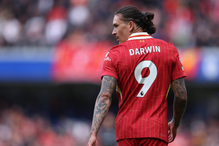 London, England, 4th May 2025. Darwin Nunez of Liverpool during the Chelsea vs Liverpool Premier League match at Stamford Bridge, London. Picture credit should read: Paul Terry / Sportimage EDITORIAL USE ONLY. No use with unauthorised audio, video, data, fixture lists, club/league logos or live services. Online in-match use limited to 120 images, no video emulation. No use in betting, games or single club/league/player publications. SPI_061_PT_Chelsea_Liverpool SPI-3909-0061
2025.05.04 Londyn
pilka nozna , liga angielska
Chelsea Londyn - FC Liverpool
Foto IMAGO/PressFocus

!!! POLAND ONLY !!!