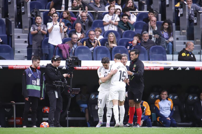 Spanish La Liga EA Sports soccer match Real Madrid vs Celta de Vigo at Santiago Bernabeu Stadium in Madrid, Spain, 04 May 2025 Arda Guler and Brahim Diaz 900/Cordon Press PUBLICATIONxNOTxINxFRAxESP 900/CordonxPress LOF - Real Madrid vs Celta
2025.05.04 Madryt
pilka nozna , liga hiszpanska
Real Madryt - Celta Vigo
Foto IMAGO/PressFocus
!!! POLAND ONLY !!!