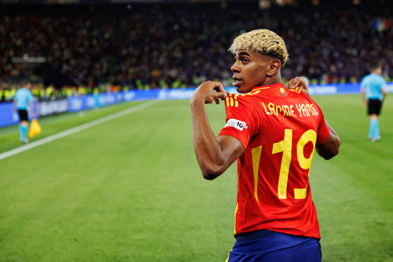 Lamine Yamal seen celebrating after scoring goal during UEFA Nations League 2025 semifinal game between national teams of Spain and France Maciej Rogowski Stuttgart MHP Arena Germany Copyright: xMaciejxRogowskix spainvsfrance2425-306
2025.06.05 Stuttgart
pilka nozna , liga narodow
Hiszpania - Francja
Foto IMAGO/PressFocus

!!! POLAND ONLY !!!