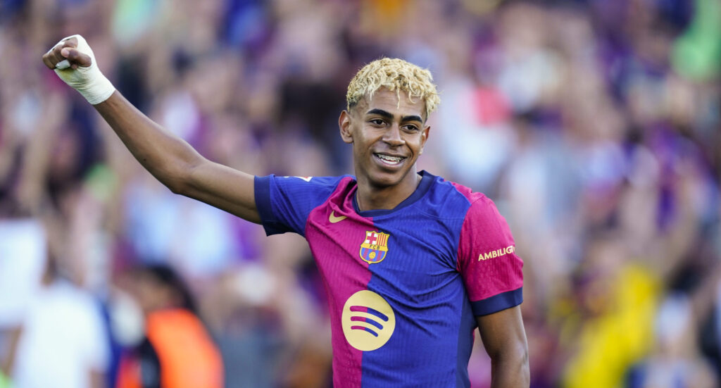 Lamine Yamal of FC Barcelona celebrates the 1-1 during the La Liga EA Sports match between FC Barcelona and Villarreal CF played at Lluis Companys Stadium on 18 May 2025 in Barcelona, Spain. (Photo by Sergio Ruiz / Imago)  (Photo by pressinphoto/Sipa USA)
2025.05.18 Barcelona
pilka nozna liga hiszpanska
FC Barcelona - Villarreal CF
Foto PRESSINPHOTO/SIPA USA/PressFocus

!!! POLAND ONLY !!!