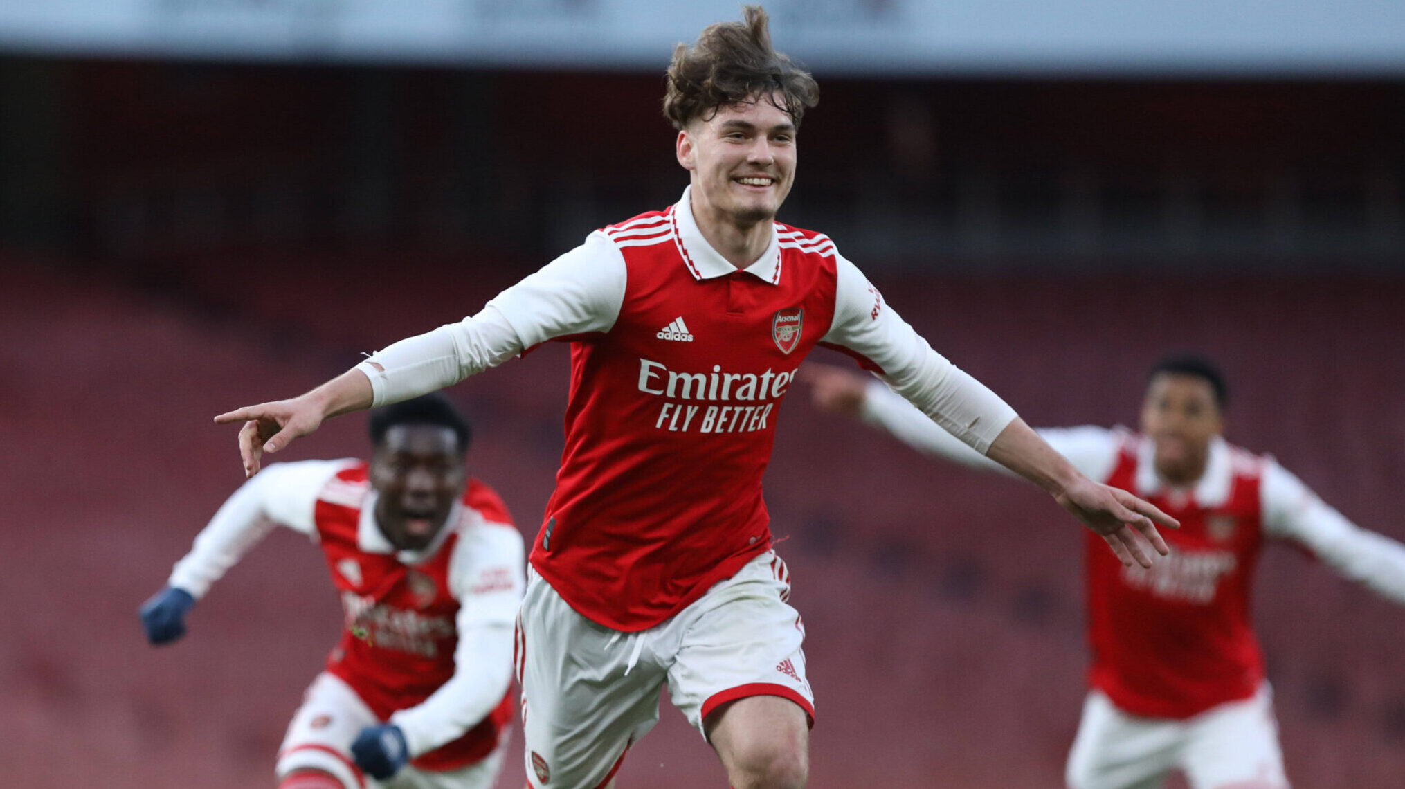 Michal Rosiak of Arsenal Under 18s celebrates scoring during the FA Youth Cup match between Arsenal U18&#039;s and Manchester City U18&#039;s at the Emirates Stadium, London, England on 4 April 2023. Photo by Joshua Smith.
Editorial use only, license required for commercial use. No use in betting, games or a single club/league/player publications.
2023.01.18 Londyn
Pilka nozna puchar anglii u18
Arsenal U18 - Manchester City U18
Foto UK Sports Pics/SIPA/PressFocus

!!! POLAND ONLY !!!
