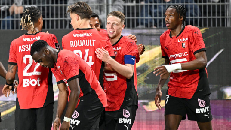 09 Arnaud KALIMUENDO (srfc) - 03 Adrien TRUFFERT (srfc) - 97 Jeremy JACQUET (srfc) during the Ligue 1 McDonald&#039;s match between Rennes and Nantes on April 18, 2025 at Roazhon Park in Rennes, France. (Photo by Anthony Bibard/FEP/Icon Sport/Sipa USA)
2025.04.18 Rennes
pilka nozna liga francuska
Stade Rennais - FC Nantes
Foto Icon Sport/SIPA USA/PressFocus

!!! POLAND ONLY !!!