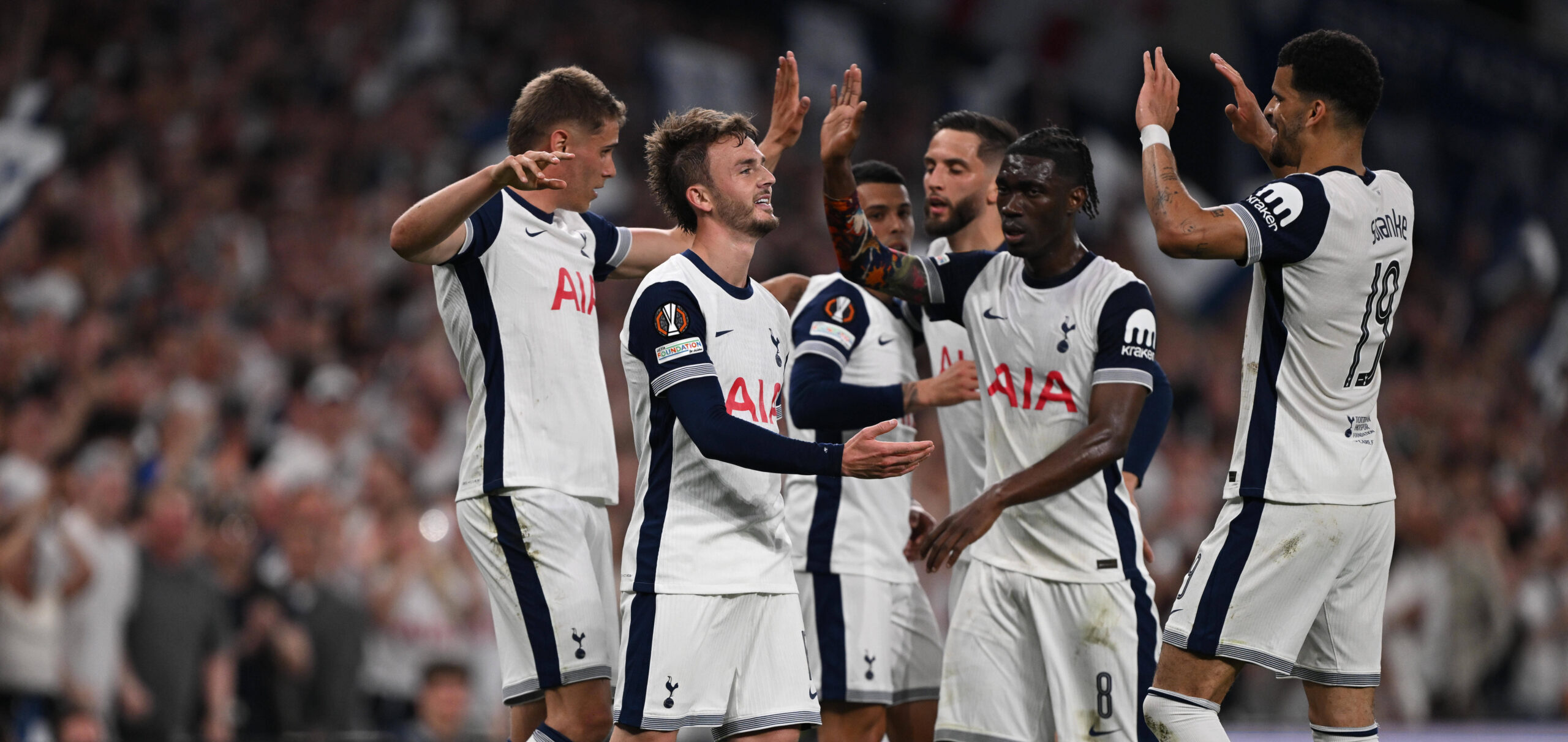 Tottenham Hotspur v Bodo Glimt Europa League 01/05/2025. Semi-Final leg 1 of 2 **GOAL** Tottenham Hotspur midfielder James Maddison 10 GOAL scores 2-0 and celebrates during the Europa League semi final first leg match between Tottenham Hotspur and Bodo Glimt at Tottenham Hotspur Stadium, London, United Kingdom on 1 May 2025. London Tottenham Hotspur Stadium London United Kingdom Editorial use only , Copyright: xSimonxTraylenx PSI-21977-0026
2025.05.01 Londyn
pilka nozna Liga Europy
Tottenham Hotspur - FK Bodo Glimt
Foto IMAGO/PressFocus

!!! POLAND ONLY !!!
