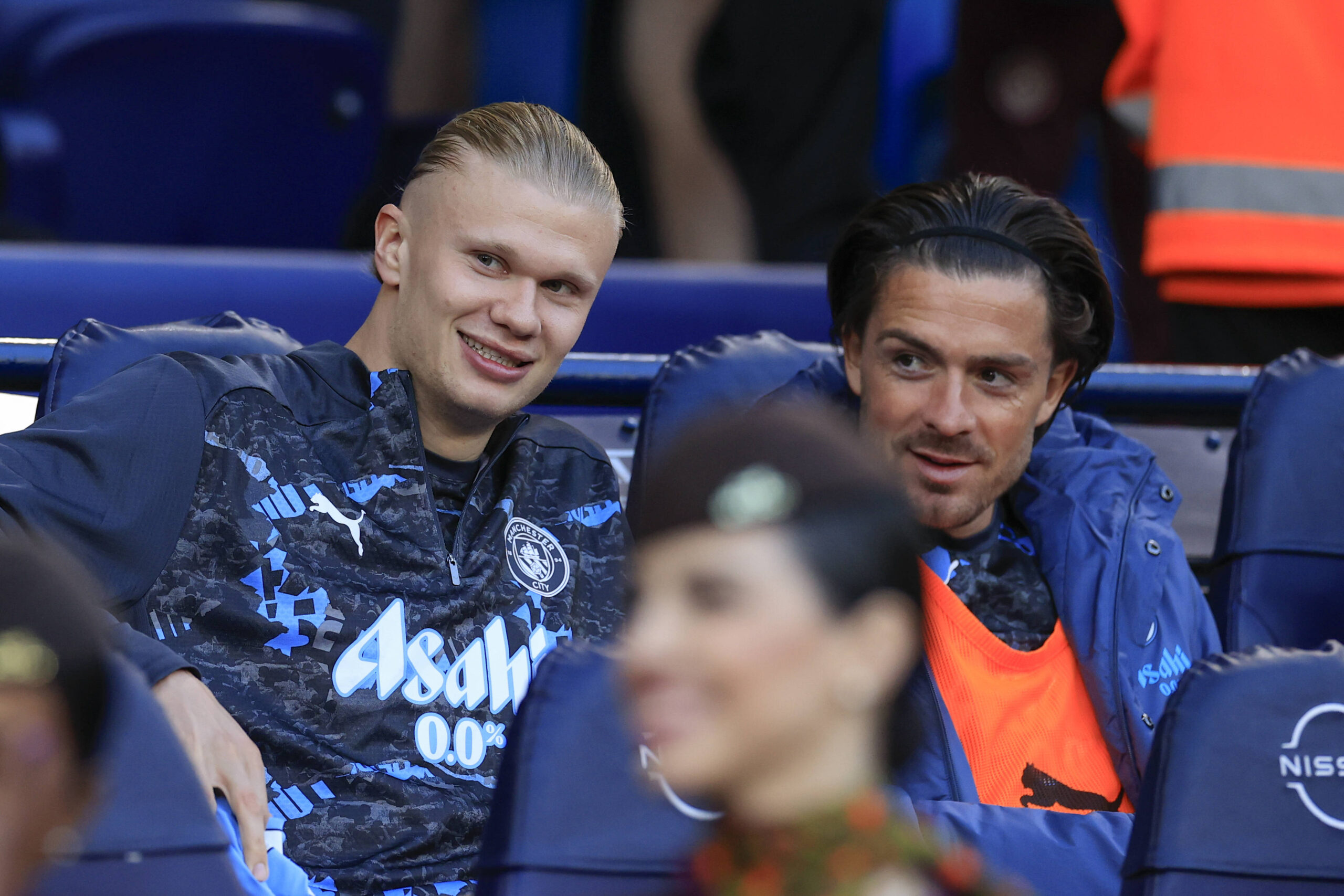 Manchester City v Wolverhampton Wanderers Premier League 02/05/2025. Erling Haaland 9 of Manchester City on the subs bench with Jack Grealish 10 of Manchester City ahead of the Premier League match between Manchester City and Wolverhampton Wanderers at the Etihad Stadium, Manchester, England on 2 May 2025. Manchester Etihad Stadium Manchester England Editorial use only DataCo restrictions apply See www.football-dataco.com , Copyright: xConorxMolloyx PSI-21996-0076
2025.05.02 Manchester
pilka nozna , liga angielska
Manchester City - Wolverhampton Wanderers
Foto IMAGO/PressFocus

!!! POLAND ONLY !!!