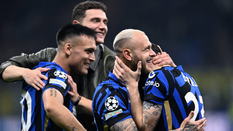 Db Milano 06/05/2025 - Champions League / Inter-Barcellona / foto Daniele Buffa/Image nella foto: Federico Dimarco-Nicolo Barella-Lautaro Martinez-Benjamin Pavard PUBLICATIONxNOTxINxITA
2025.05.06 Mediolan
pilka nozna , Liga Mistrzow
Inter Mediolan - FC Barcelona
Foto IMAGO/PressFocus

!!! POLAND ONLY !!!