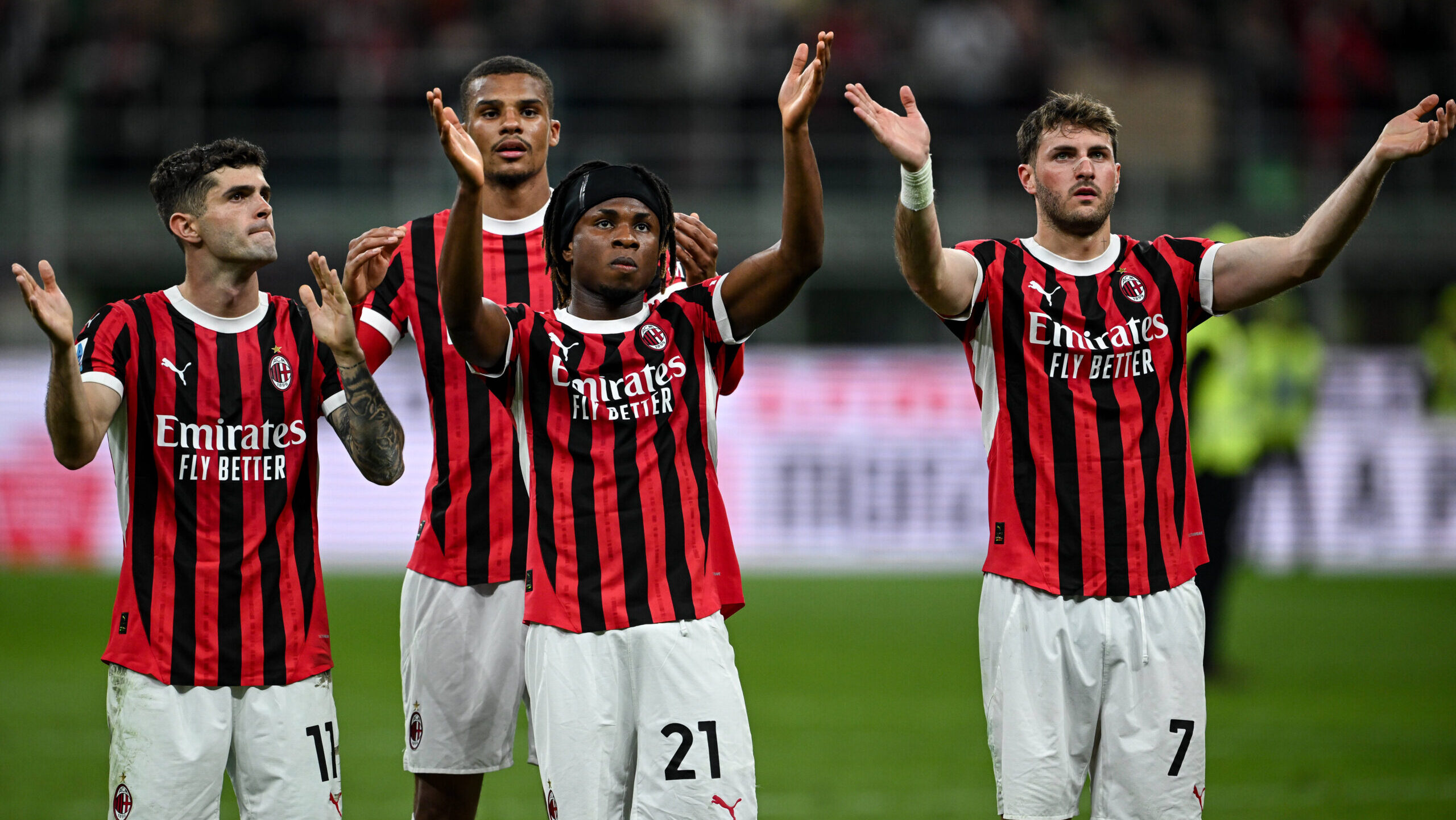 Cm Milano 09/05/2025 - campionato di calcio serie A / Milan-Bologna / foto Cristiano Mazzi/Image nella foto: Christian Pulisic-Malick Thiaw-Samuel Chukwueze-Santiago Gimenez PUBLICATIONxNOTxINxITA
2025.05.09 Mediolan
pilka nozna , liga wloska
AC Milan - Bologna FC
Foto IMAGO/PressFocus

!!! POLAND ONLY !!!