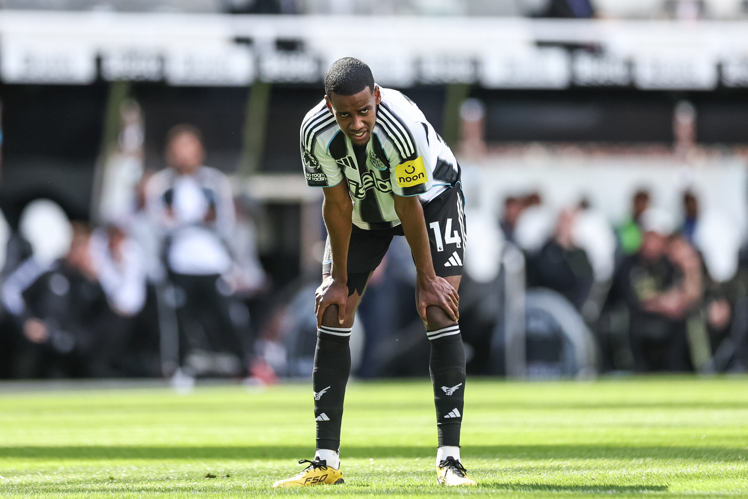 Alexander Isak of Newcastle United takes a breather as Newcastle prepares to take a corner during the Premier League match Newcastle United vs Everton at St. James&#039;s Park, Newcastle, United Kingdom, 25th May 2025

(Photo by Mark Cosgrove/News Images) in Newcastle, United Kingdom on 5/25/2025. (Photo by Mark Cosgrove/News Images/Sipa USA)
2025.05.25 Newcastle
pilka nozna liga angielska
Newcastle United  - Everton
Foto News Images/SIPA USA/PressFocus

!!! POLAND ONLY !!!