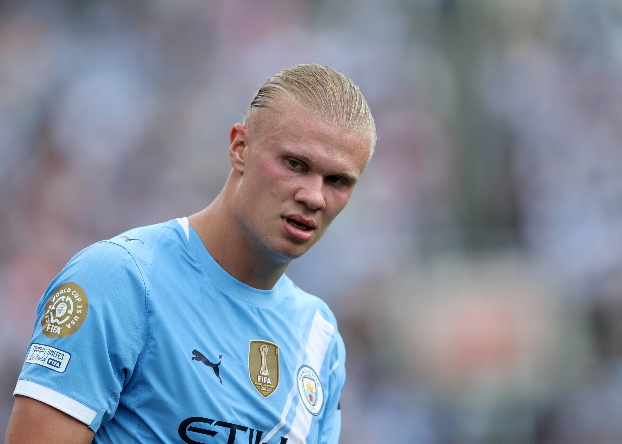 Orlando, USA, 26th June 2025. Erling Haaland of Manchester City during the Juventus vs Manchester City FIFA Club World Cup match at Camping World Stadium, Orlando. Picture credit should read: David Klein / Sportimage EDITORIAL USE ONLY. No use with unauthorised audio, video, data, fixture lists, club/league logos or live services. Online in-match use limited to 120 images, no video emulation. No use in betting, games or single club/league/player publications. SPI_248_DK_Juventus_Man_City SPI-3993-0259
2025.06.26 Orlando
pilka nozna , klubowe mistrzostwa swiata w pilce noznej FIFA
Juventus Turyn - Manchester City
Foto IMAGO/PressFocus

!!! POLAND ONLY !!!