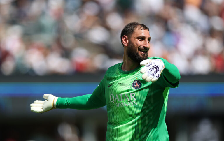 (250710) -- NEW JERSEY, July 10, 2025 (Xinhua) -- Goalkeeper Gianluigi Donnarumma of Paris Saint-Germain celebrates a goal by teammate Fabian Ruiz during the semifinal match between Paris Saint-Germain (France) and Real Madrid (Spain) at the FIFA Club World Cup 2025 at the MetLife Stadium, New Jersey, the United States, July 9, 2025. (Xinhua/Li Ming)

09.07.2025 NEW JERSEY
pilka nozna klubowe mistrzostwa swiata
Paris Saint-Germain - Real Madryt
FOTO Li Ming / Xinhua / PressFocus

POLAND ONLY!!