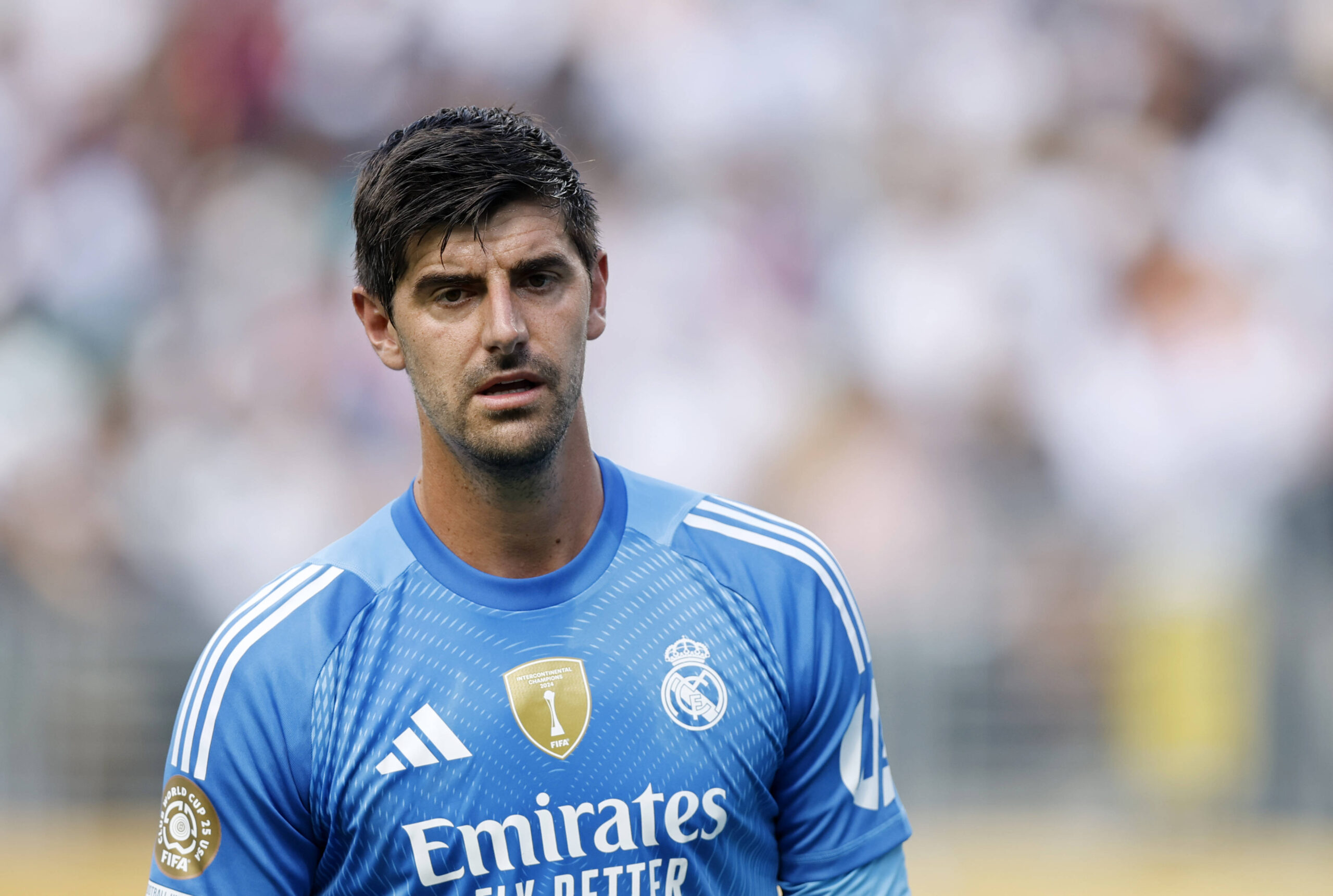 New Jersey, USA, 9th July 2025. Thibaut Courtois of Real Madrid during the Paris Saint Germain vs Real Madrid FIFA Club World Cup Semi Final match at Metlife Stadium, New Jersey. Picture credit should read: David Klein / Sportimage EDITORIAL USE ONLY. No use with unauthorised audio, video, data, fixture lists, club/league logos or live services. Online in-match use limited to 120 images, no video emulation. No use in betting, games or single club/league/player publications. SPI_157_DK_PSG_Real_Madrid SPI-4011-0157
2025.07.09 East Rutherford
pilka nozna , klubowe mistrzostwa swiata w pilce noznej FIFA , PSG
Paris Saint-Germain - Real Madryt
Foto IMAGO/PressFocus

!!! POLAND ONLY !!!