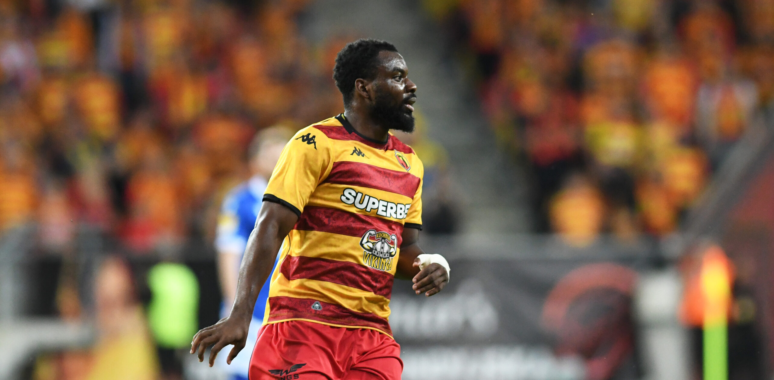 2025.07.31 Bialystok pilka nozna 2. runda eliminacji Liga Konferencji Europy 2025/2026 Jagiellonia Bialystok (zolto-czerwone) - FK Novi Pazar N/z Afimico Pululu Foto Michal Kosc / PressFocus 
2025.07.31 Bialystok Bialystok Football - UEFA Conference League Second qualifying round - 2nd leg 2025/2026 Jagiellonia Bialystok (yellow-red) - FK Novi Pazar Credit: Michal Kosc / PressFocus