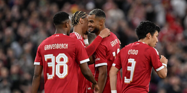Liverpool, England, 4th August 2025. Cody Gakpo of Liverpool celebrates scoring his sides second goal during the Liverpool vs Athletic Bilbao Pre Season Friendly match at Anfield, Liverpool. Picture credit should read: Cody Froggatt / Sportimage EDITORIAL USE ONLY. No use with unauthorised audio, video, data, fixture lists, club/league logos or live services. Online in-match use limited to 120 images, no video emulation. No use in betting, games or single club/league/player publications. SPI_064_CF_LIVERPOOL_V_ATHLETIC_BILBAO SPI-4044-0064
2025.08.04 Liverpool
pilka nozna sparing mecz towarzyski
FC Liverpool - Athletic Bilbao
Foto IMAGO/PressFocus

!!! POLAND ONLY !!!