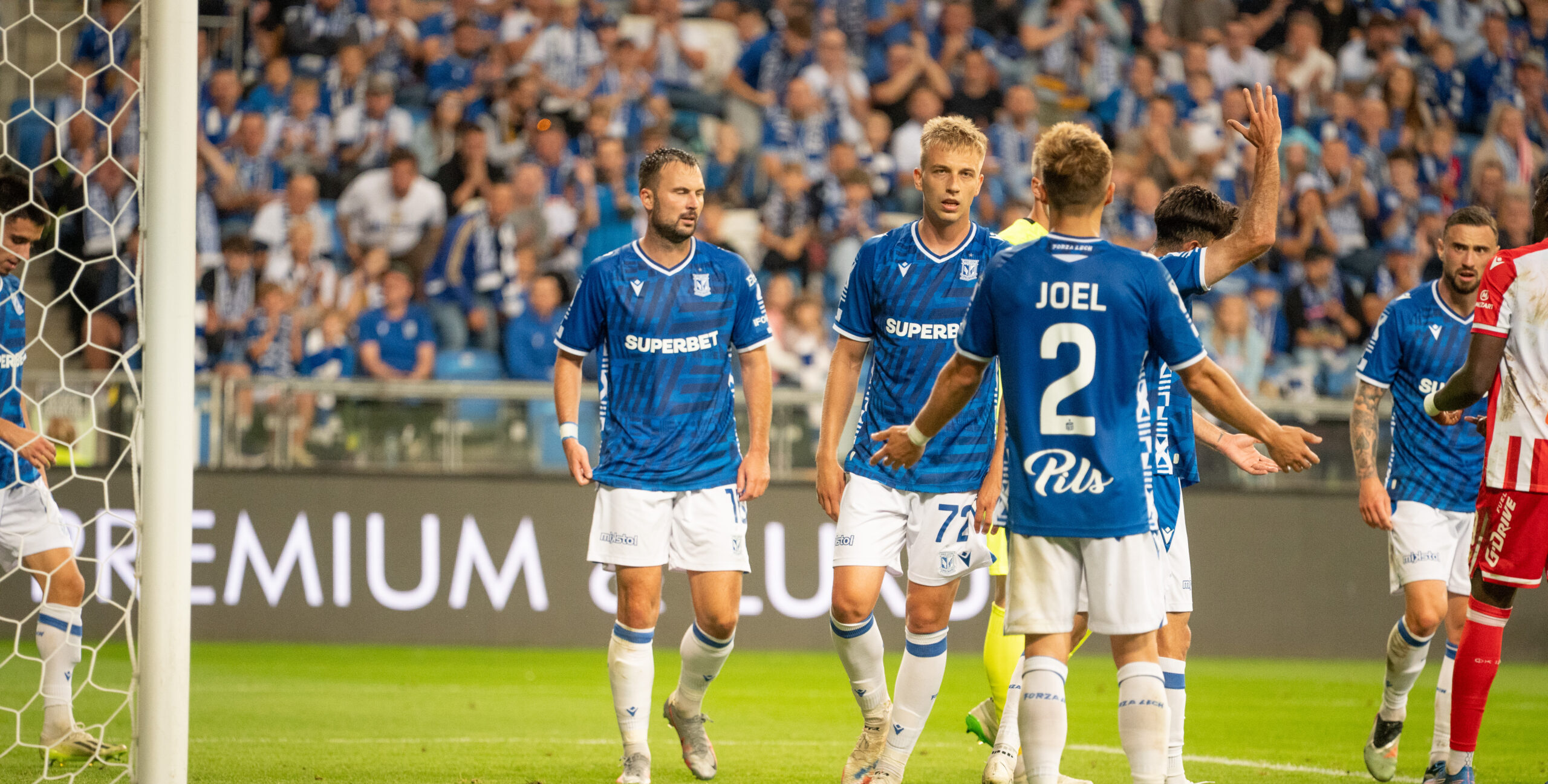 2025.08.06 Poznan
Pilka Nozna Liga Mistrzow 
Lech Poznan - Crvena Zvezda
N/z Mateusz Skrzypczak Antonio Milic
Foto. Damian Kosciesza / PressFocus

2025.08.06 Poznan
Football Champions League Lech Poznan - Crvena Zvezda 
O/p 
Credit. Damian Kosciesza / PressFocus